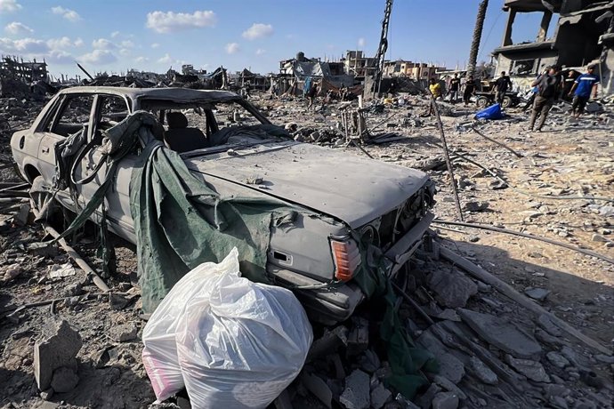 Daños en el campo de refugiados de Nuseirat, en la Franja de Gaza