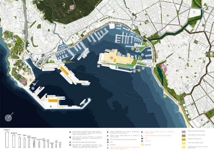 Plano de la distribución del puerto de Palma de la Plataforma d'Alternativa al Port.
