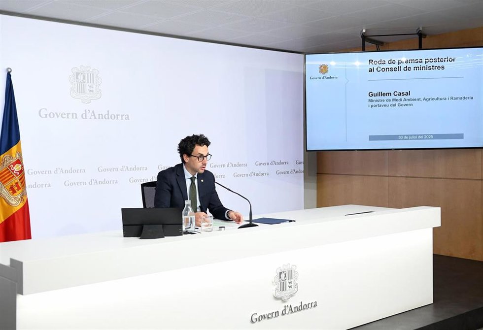 El ministro portavoz, Guillem Casal, en la rueda de prensa de este miércoles