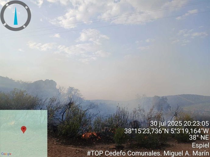 Imagen técnica del incendio de Espiel