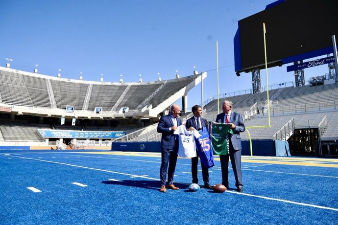 El Lehendakari, Imanol Pradales, durante un acto de su visita oficial a Boise (Idaho)