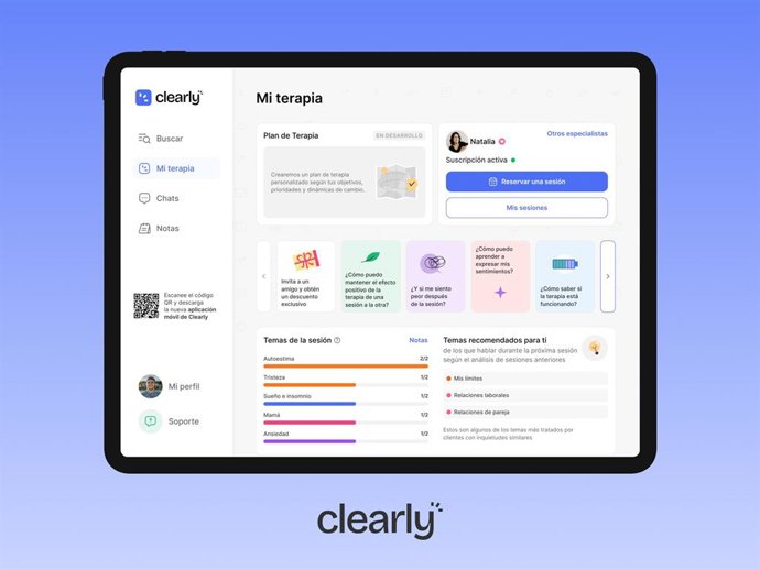 Panel de Clearly con seguimiento y contenido personalizado