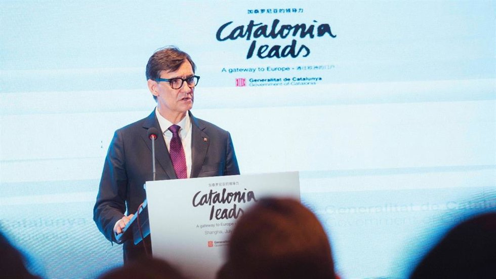 El presidente de la Generalitat, Salvador Illa, desde Shanghái en la conferencia 'Catalonia leads. A gateway to Europe' este jueves