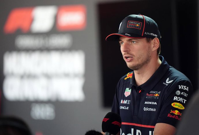 31 July 2025, Hungary, Budapest: Dutch Formula One Driver Max Verstappen of the Redbull Team attends a press conference at Hungaroring, ahead of the the Formula 1 Hungarian Grand Prix. Photo: Bradley Collyer/PA Wire/dpa