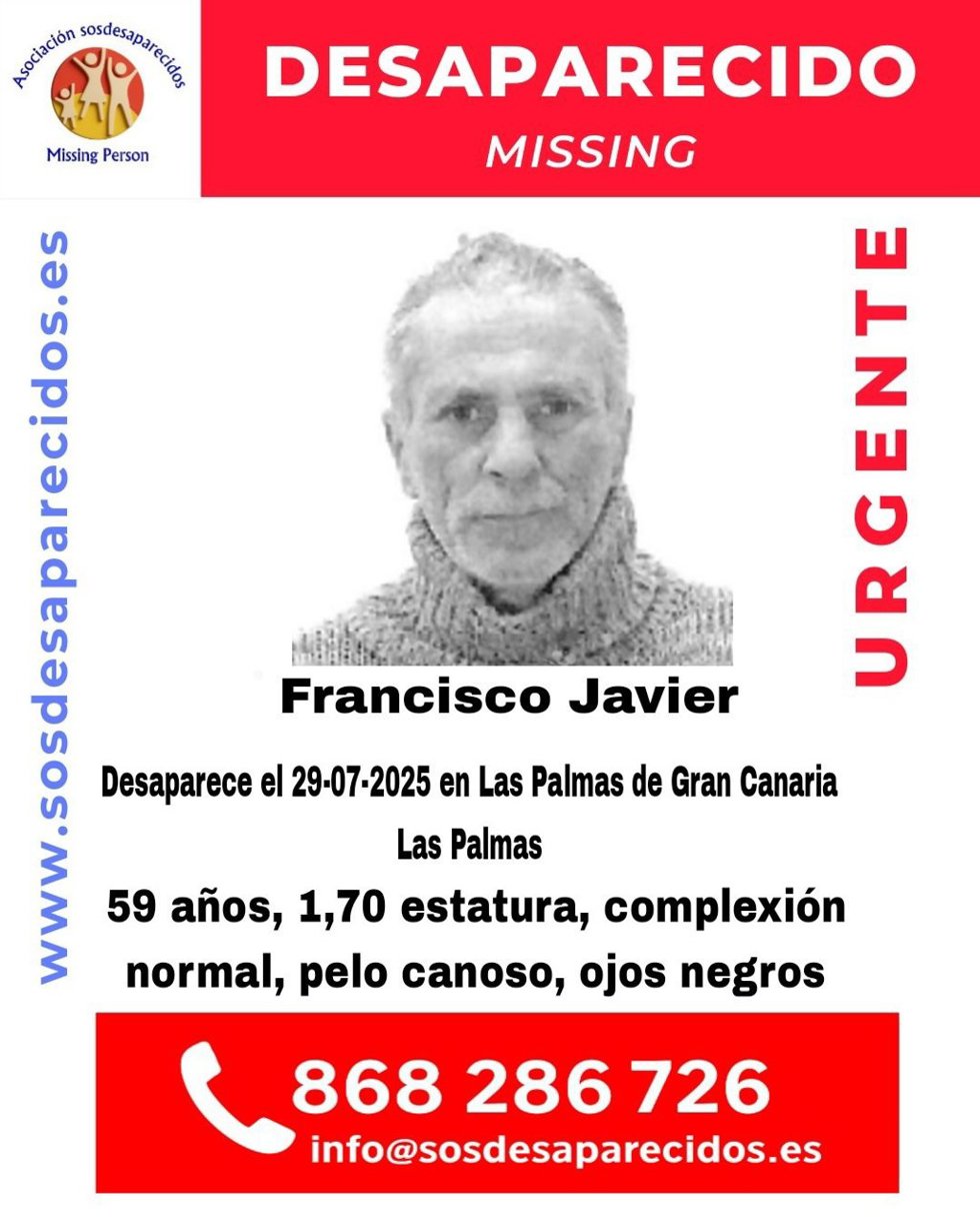 Buscan a un hombre de 50 años desaparecido en Las Palmas de Gran Canaria el 29 de julio
