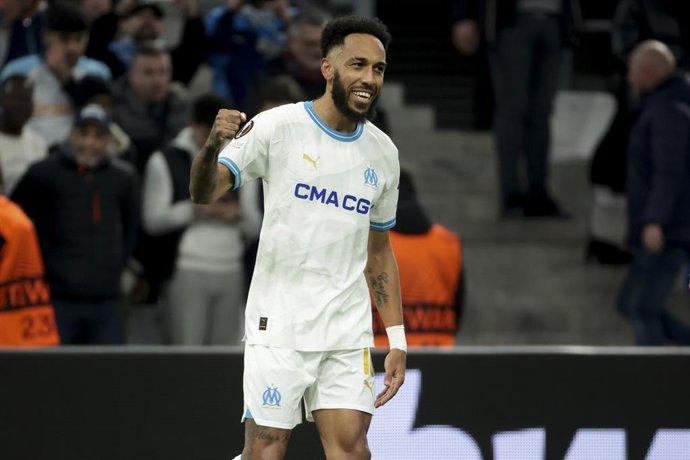 Archivo - Pierre-Emerick Aubameyang of Marseille celebrates his goal during the UEFA Europa League, Round of 16, 1st leg football match between Olympique de Marseille and Villarreal CF on March 7, 2024 at Orange Velodrome stadium in Marseille, France - Ph
