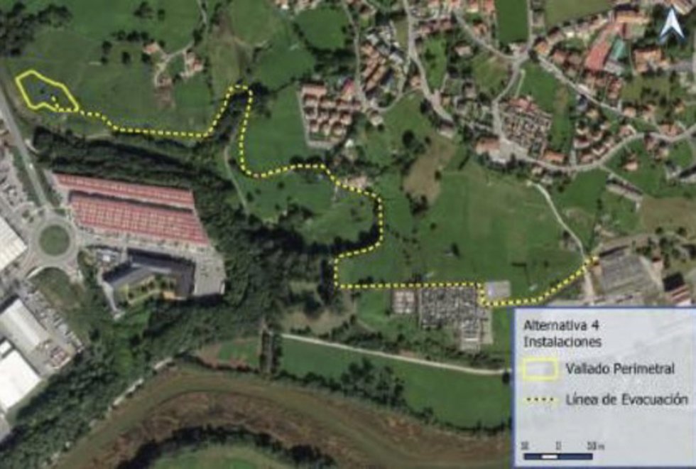 Plano de la ubicació de la planta de almacenacimiento de energía a través de baterías proyectada en Astillero