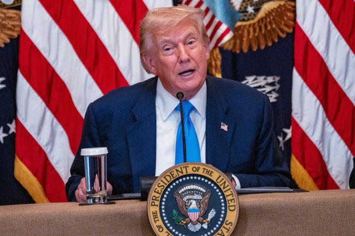 30 July 2025, US, Washington: US President Donald Trump speaks during the "Make Healthcare Technology Great" event at the White House. Photo: Andrew Leyden/ZUMA Press Wire/dpa