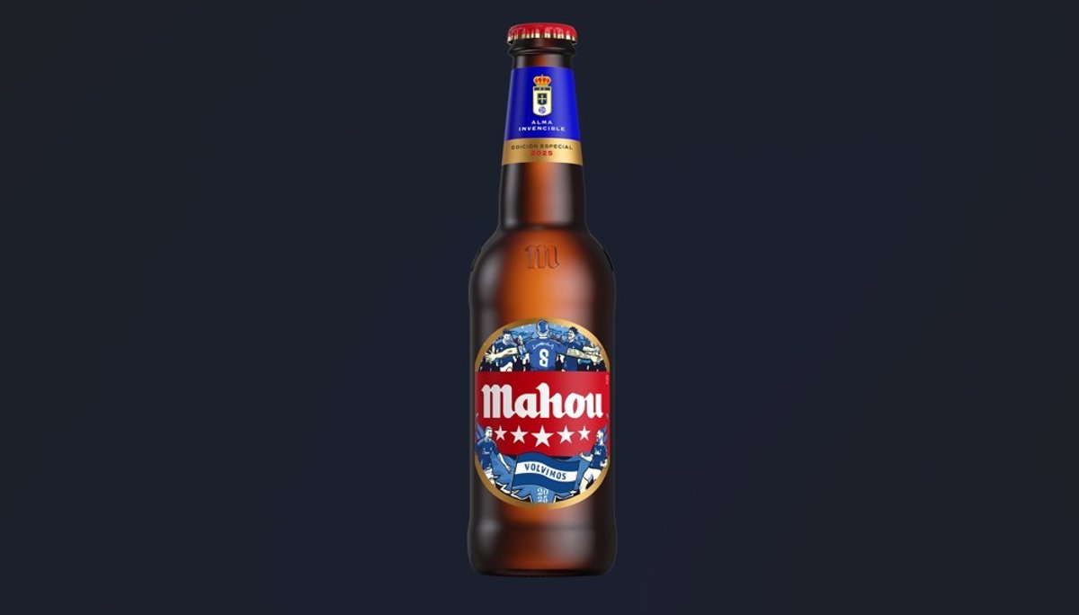 Mahou Cinco Estrellas lanza una edición especial de su botella para celebrar el ascenso del Real Oviedo y su centenario