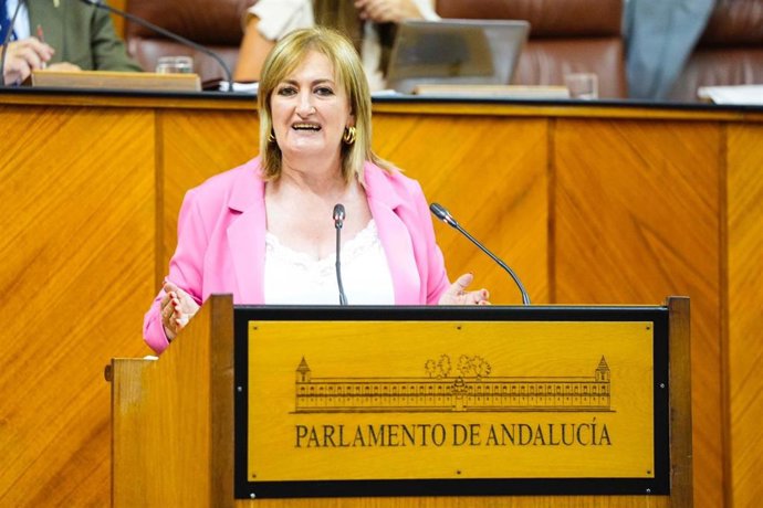 La parlamentaria del PP Celia Santiago, en una imagen de archivo en el Parlamento de Andalucía.