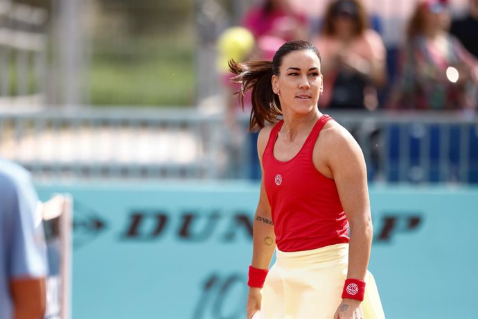 Archivo - Nuria Parrizas of Spain in action against Veronika Kudermetova of Russia during the Mutua Madrid Open 2023 celebrated at Caja Magica on Abril 28, 2023 in Madrid, Spain.