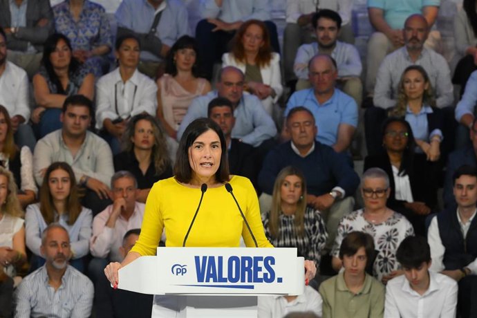 Archivo - La alcaldesa de Santander, Gema Igual, interviene durante un acto del PP, en el Palacio de Festivales, a 7 de junio de 2025, en Santander, Cantabria (España).