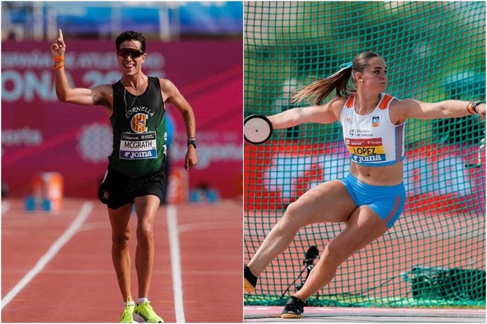 Paul McGrath na corrida de 10.000 m e Inés López no disco, os primeiros campeões espanhóis ao ar livre.