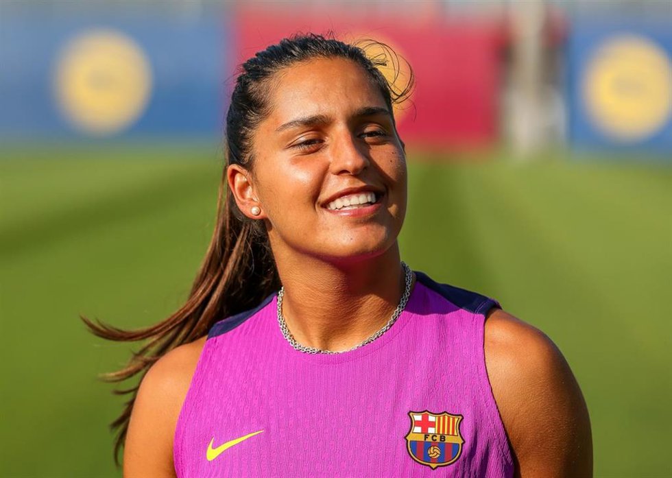 La jugadora del Bara Femení Kika Nazareth en la pretemporada 2025