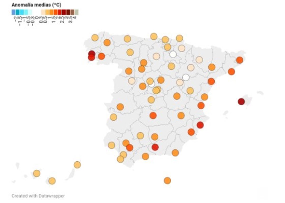Julio terminó con una anomalía térmica superior a +1ºC y agosto arranca con una ola de calor, según eltiempo.es