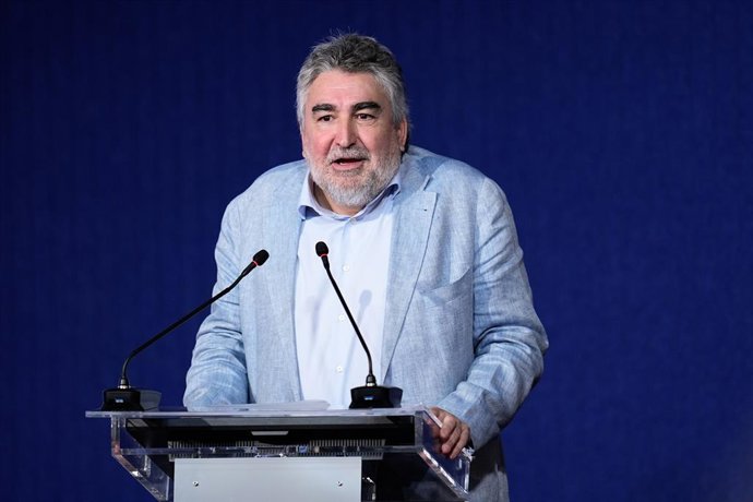 Jose Manuel Rodriguez Uribes, President of Superior Sports Council CSD, attends during the official presentation of the Spanish Men's Basketball National Team for Eurobasket at Endesa Headquarters on July 29, 2025, in Madrid, Spain.