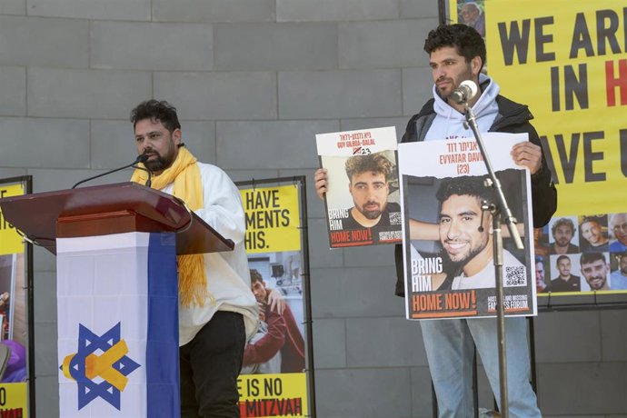 Archivo - Una manifestación a favor de la liberación de los rehenes retenidos en Gaza, entre ellos Evyatar David