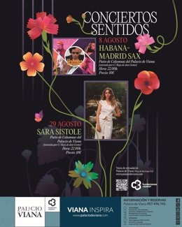 Cartel del ciclo de 'Conciertos Sentidos' que acoge el Palacio de Viana de Córdoba este mes de agosto.