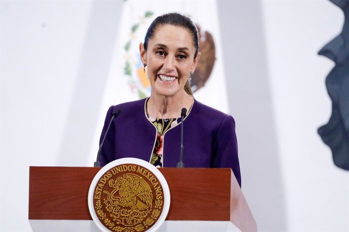 31 de julho de 2025, Cidade do México, Cdmx, México: A presidente mexicana, Claudia Sheinbaum Pardo, fala durante uma conferência informativa no Palácio Nacional sobre a extensão de 90 dias das tarifas dos EUA sobre o México, que foi acordada durante uma 