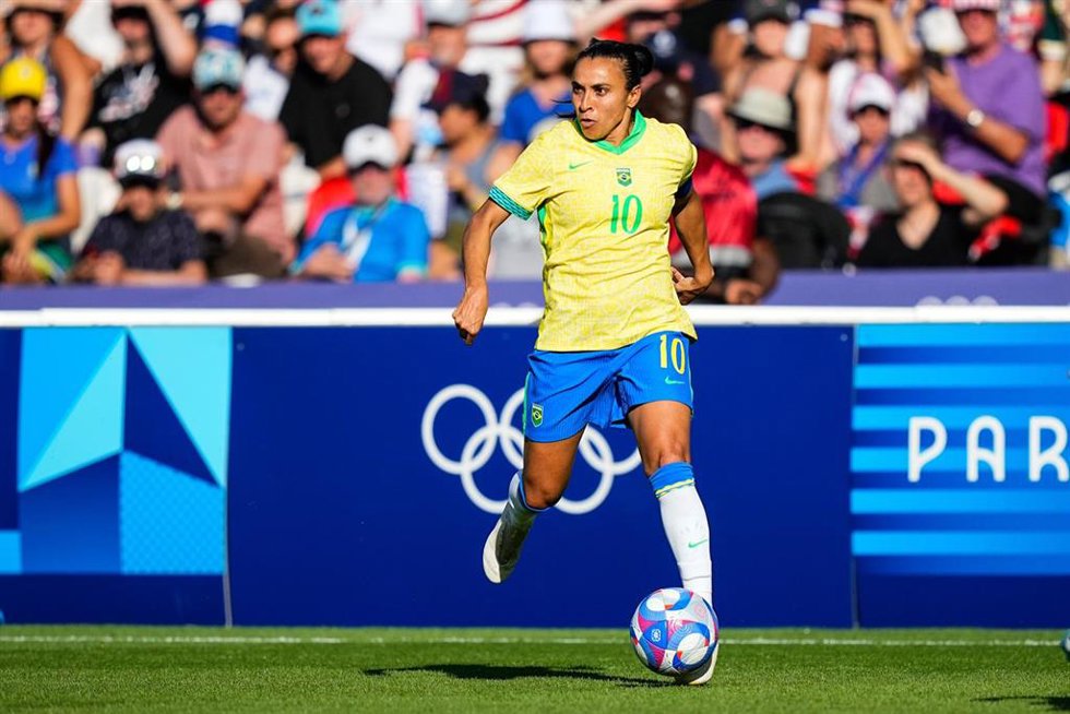 Archivo - Marta con la selección de Brasil durante los Juegos Olímpicos de París