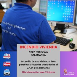 Gráfico elaborado pelo 112 com dados do incêndio em Salamanca.
