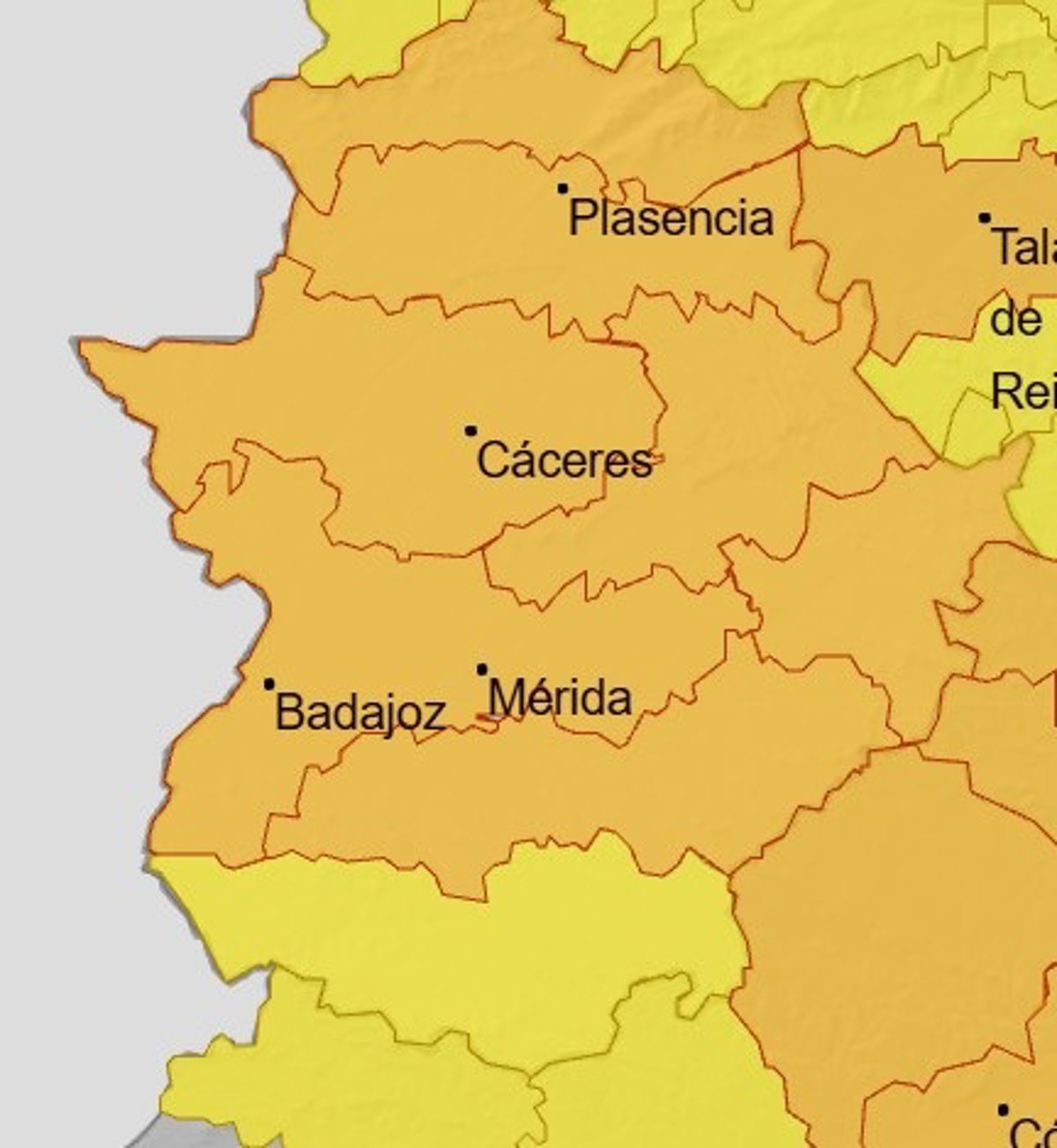 Toda Extremadura excepto el sur de Badajoz activará este lunes alerta naranja por altas temperaturas de hasta 42 grados