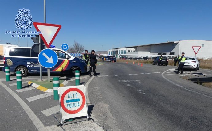 Archivo - Arquivo - Posto de controle da Polícia Nacional em Yecla (Múrcia)
