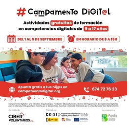 Cartel de 'Campamento Digital', una iniciativa que impulsa el talento de jóvenes con formación gratuita en competencias digitales