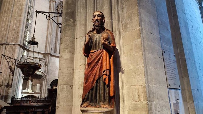 Imagen del Salvador en la Catedral de Oviedo, recientemente restaurado y con su aspecto original.