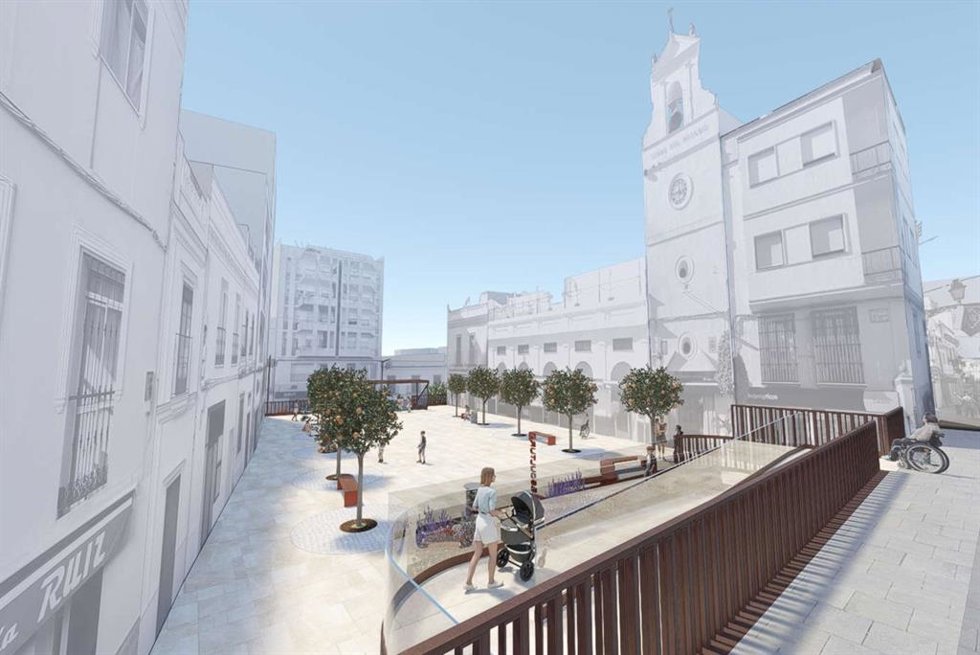 Ilustración generada por Inteligencia Artificial de las obras realizadas en las calles de Alcalá de Guadaíra.