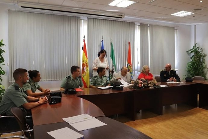 Reunión de la Junta Local de Seguridad del Ayuntamiento de Huétor Tájar (Granada).