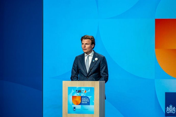 Archivo - 24 de junho de 2025, Haia, Holanda do Sul, Países Baixos: O Ministro da Defesa holandês RUBEN BREKELMANS fala sobre os desafios dos requisitos e desafios de ser um ministro da defesa no cenário geopolítico atual. a Em 24 de junho de 2025, o líde