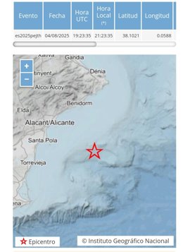 Localización de uno de los seísmos registrados