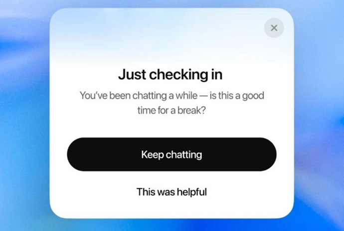 Recordatorios de largas sesiones en ChatGPT.