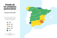 Los embalses almacenan 36.852 hm3 y están al 65,8% de su capacidad, 8,6 puntos más que en agosto de 2024
