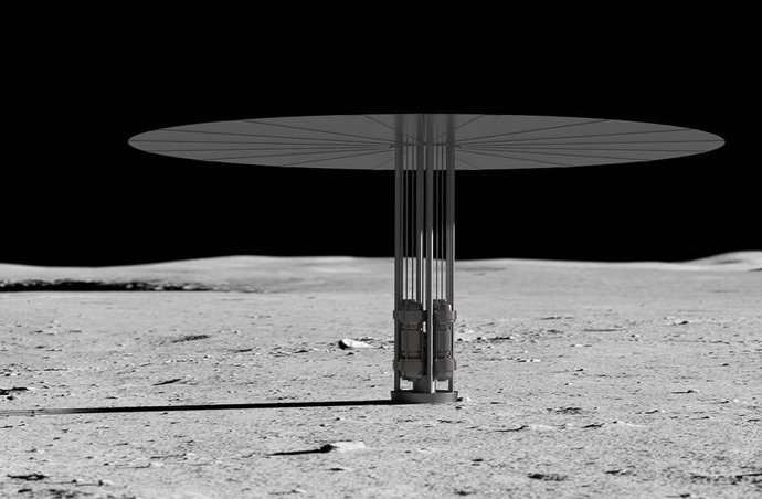Archivo - Los sistemas de energía de superficie de fisión, representados en esta ilustración conceptual, podrían proporcionar energía confiable para la exploración humana de la Luna bajo Artemisa.