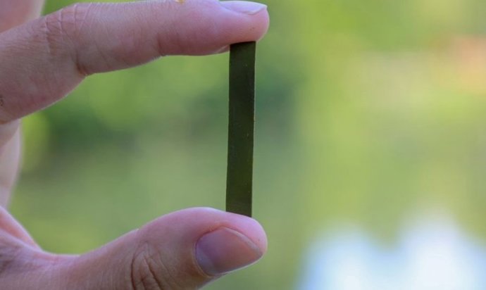 Una muestra del nuevo plástico biohíbrido totalmente reciclable del laboratorio Worch