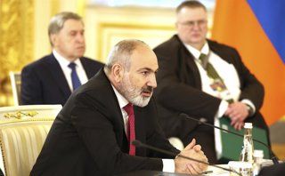 Archivo - May 8, 2024, Moscow, Moscow Oblast, Russia: Armenian Prime Minister Nikol Pashinian delivers remarks at the meeting of the Supreme Eurasian Economic Council, at the Grand Kremlin Palace, May 8, 2024 in Moscow, Russia.  The meeting coincides with