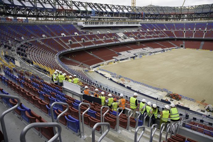 Status dos trabalhos no Spotify Camp Nou em 28 de julho de 2025