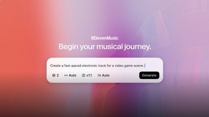 Uso da plataforma de criação de música com IA generativa da Eleven Music para fins comerciais.
