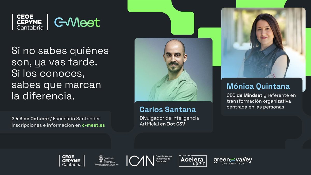 Carlos Santana y Mónica Quintana encabezan el programa del C-Meet 2025 de CEOE-Cepyme Cantabria