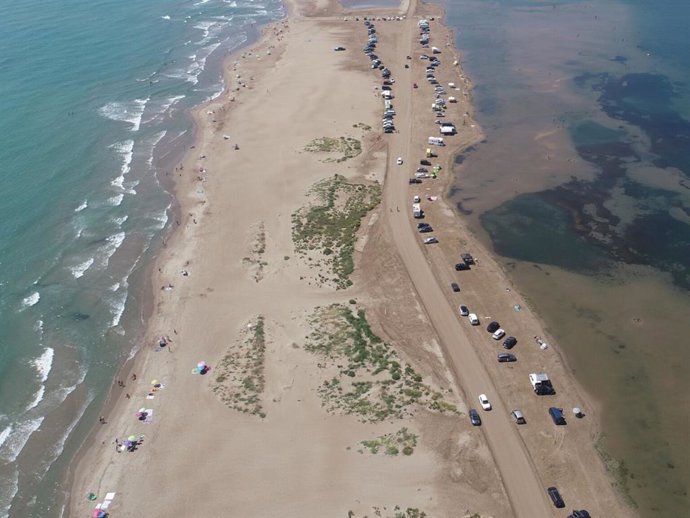 Vista aérea de la playa del Trabucador (Tarragona)