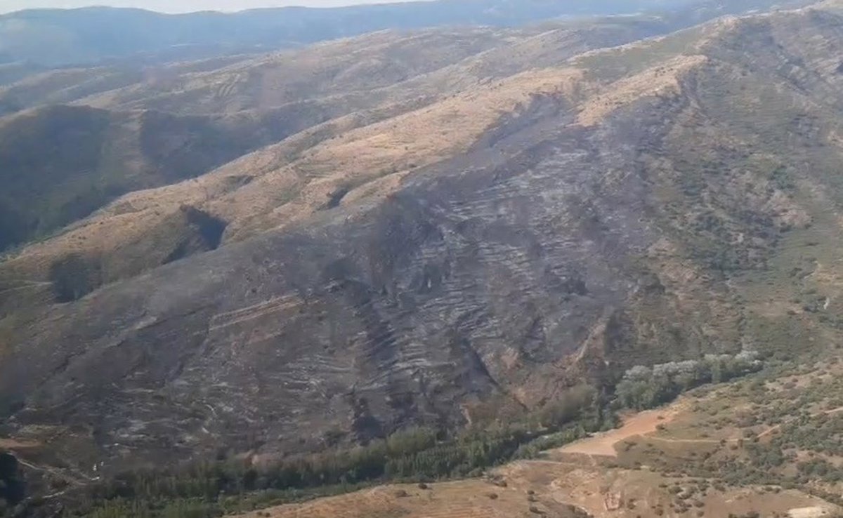 Extinguido el incendio forestal de la aldea riojana de Valdeperillo