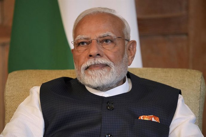 24 July 2025, United Kingdom, Buckinghamshire: Indian Prime Minister Narendra Modi speaks during a meeting with British Prime Minister Keir Starmer at Chequers, the UK Prime Minister's country residence near Aylesbury. Photo: Kin Cheung/PA Wire/dpa