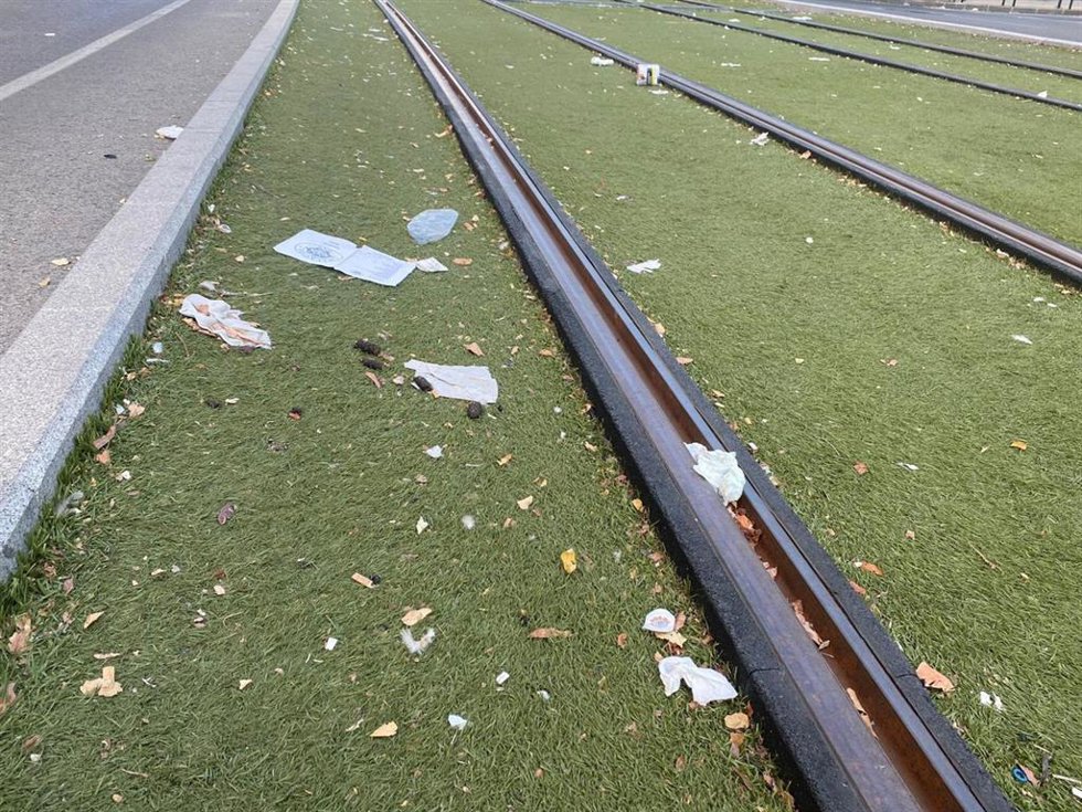 Estado del césped del trazado del tranvía