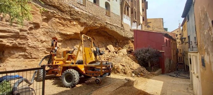 Obras en las Casas Colgadas de Tarazona.