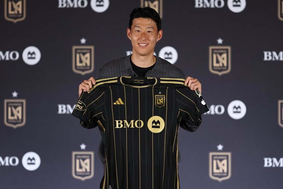 El jugador coreano Heung-Min Son en su presentación con el Los Ángeles FC de la MLS de Estados Unidos