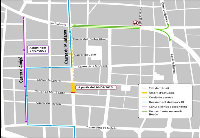 Plànol de la zona afectada pel tall.