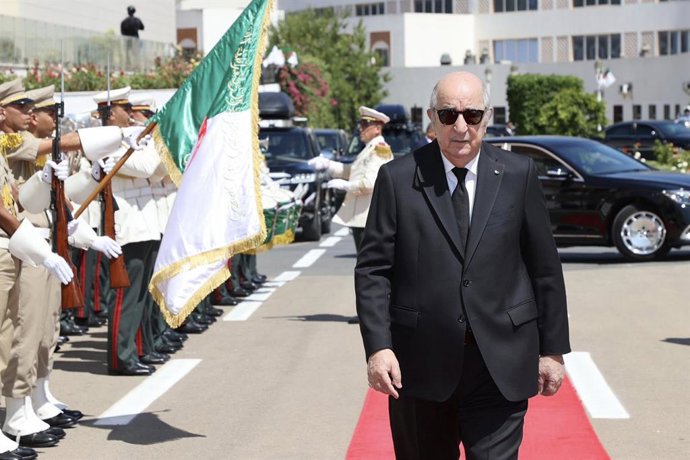 August 5, 2025, Algeria, Algeria, Algeria: Algerian President Abdelmadjid Tebboune attends a ceremony honoring army retirees on the occasion of National People's Army Day, in Algiers, Algeria, on August 5, 2025