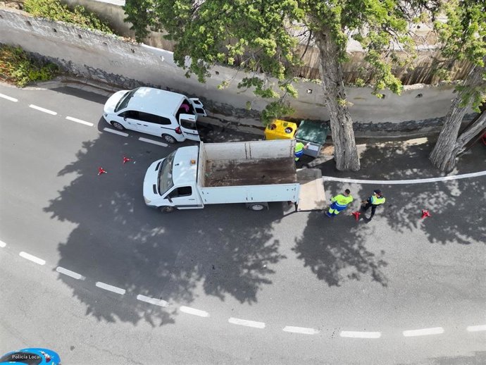 Contenedor de residuos en el que se encontraron los cadáveres de  perros en Telde (Gran Canaria)